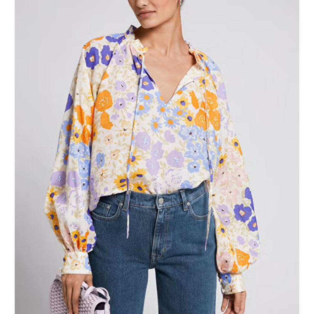 & Other Stories Anita Floral Long Sleeve Blouse Size Medium Cottage Boho